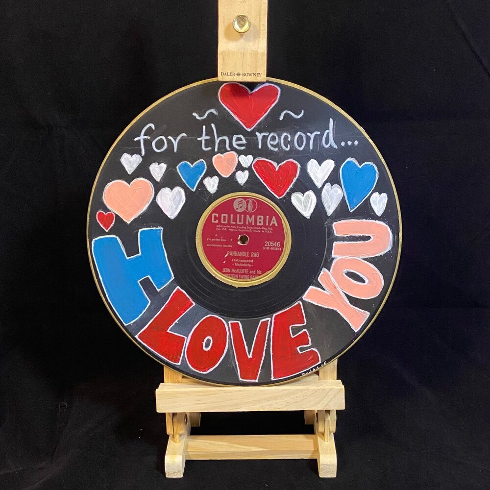 CLEARANCE Hand painted Record - For The Record  -1of1-  by BadAsh -Unique Decor